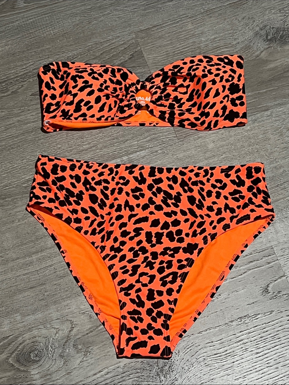 Cabana Del Sol Leopard Bandeau Swim Bikini Set